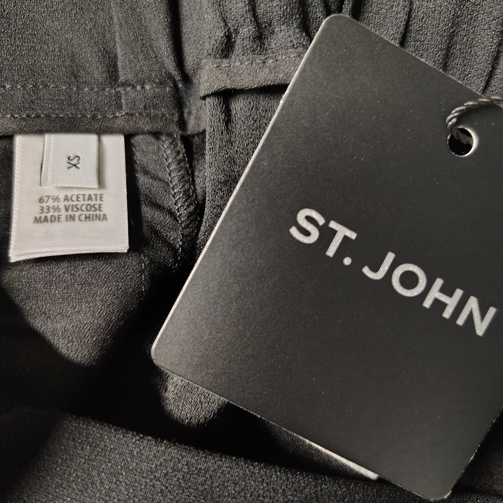 St. John Mid Rise Wide Leg Pants | Size XS | Black | NWT